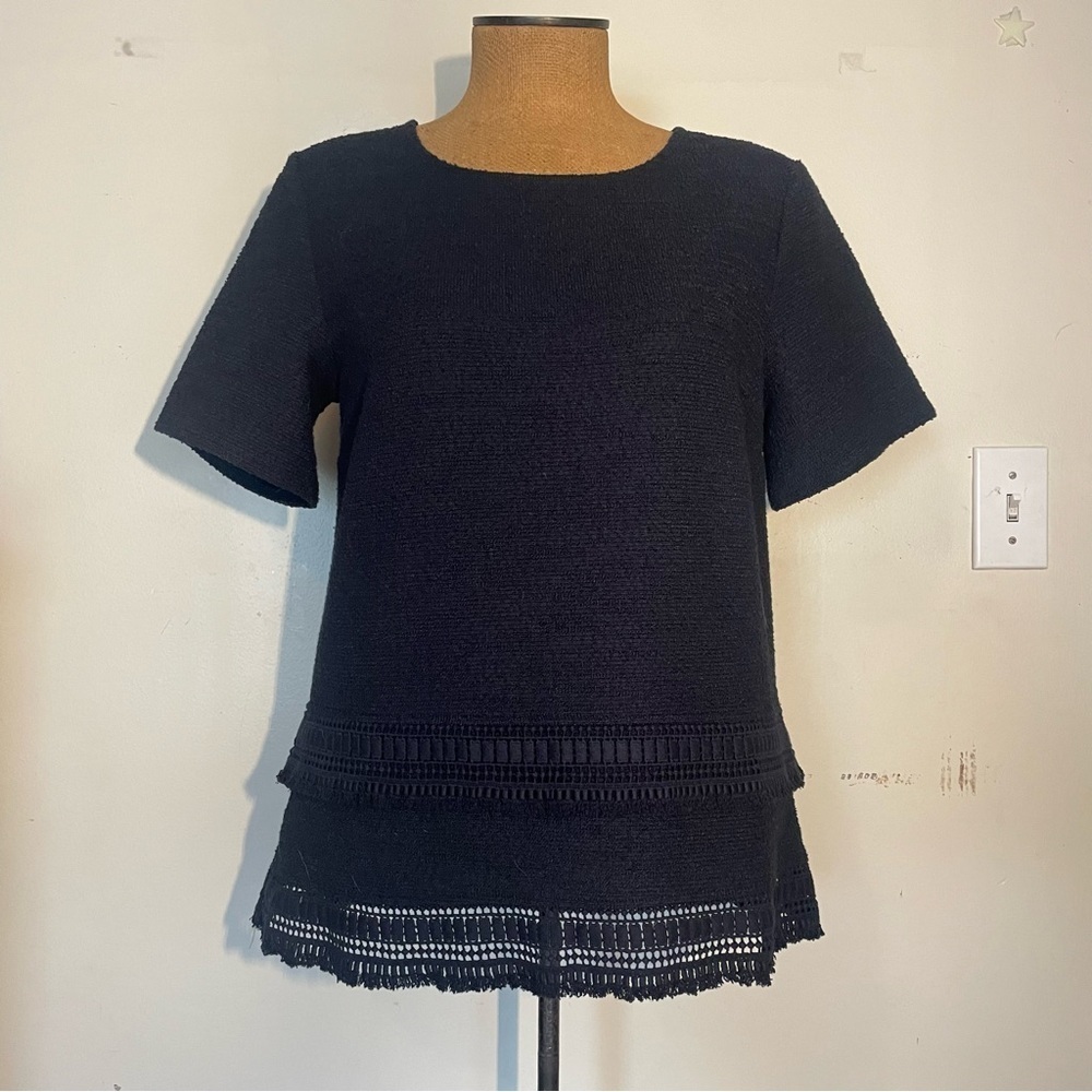 Banana Republic women’s navy short sleeve shirt zip back closure size medium